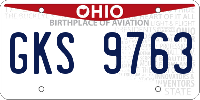OH license plate GKS9763