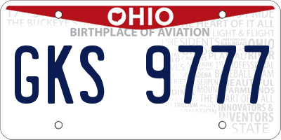 OH license plate GKS9777