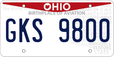 OH license plate GKS9800