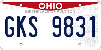 OH license plate GKS9831