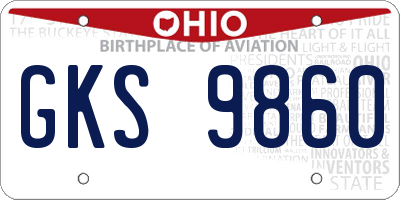 OH license plate GKS9860