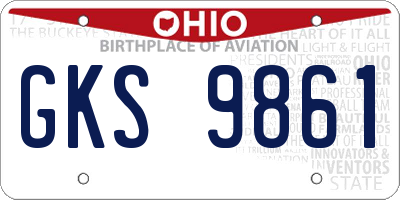 OH license plate GKS9861