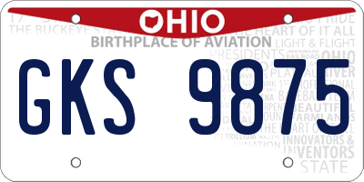 OH license plate GKS9875