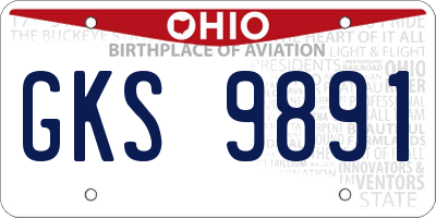 OH license plate GKS9891