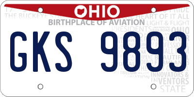 OH license plate GKS9893