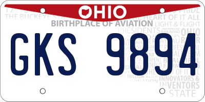 OH license plate GKS9894