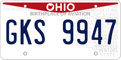 OH license plate GKS9947