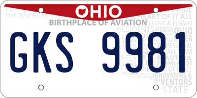 OH license plate GKS9981