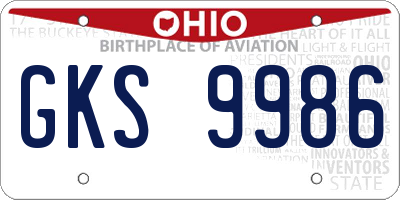 OH license plate GKS9986
