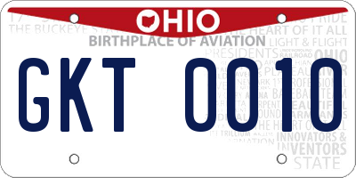 OH license plate GKT0010