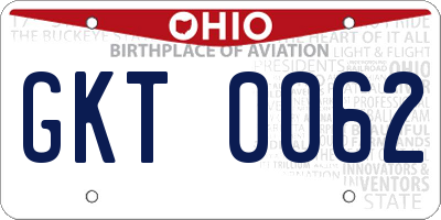 OH license plate GKT0062