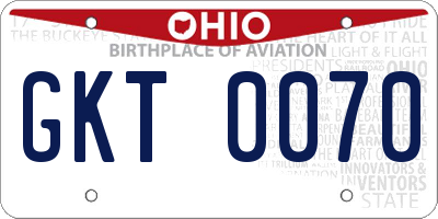 OH license plate GKT0070
