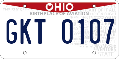 OH license plate GKT0107