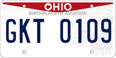 OH license plate GKT0109