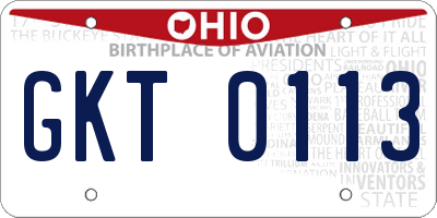 OH license plate GKT0113