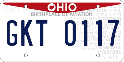 OH license plate GKT0117