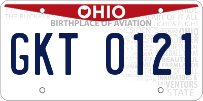 OH license plate GKT0121