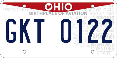 OH license plate GKT0122