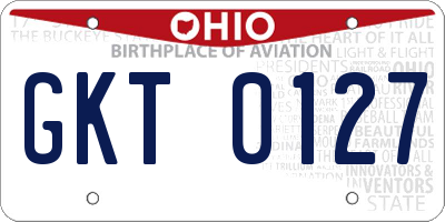 OH license plate GKT0127