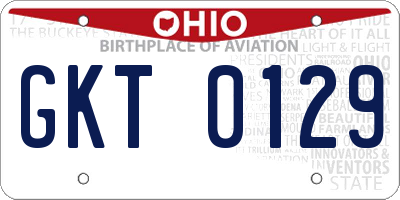 OH license plate GKT0129