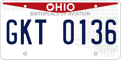 OH license plate GKT0136