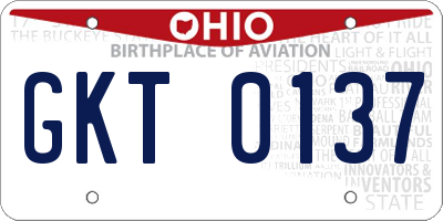 OH license plate GKT0137