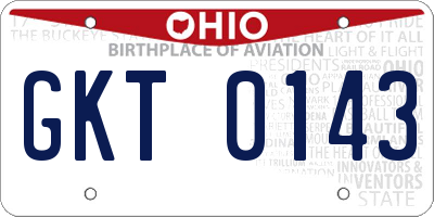 OH license plate GKT0143