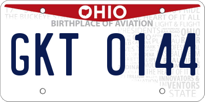 OH license plate GKT0144