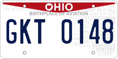 OH license plate GKT0148