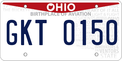 OH license plate GKT0150