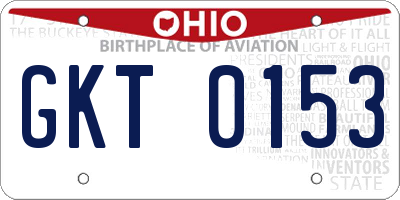 OH license plate GKT0153