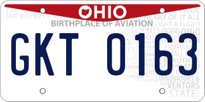 OH license plate GKT0163