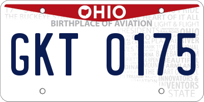 OH license plate GKT0175