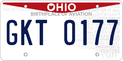 OH license plate GKT0177