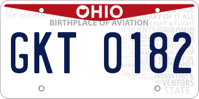 OH license plate GKT0182
