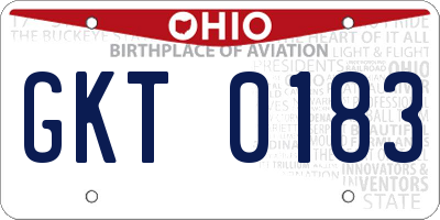 OH license plate GKT0183