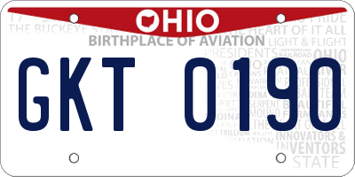 OH license plate GKT0190
