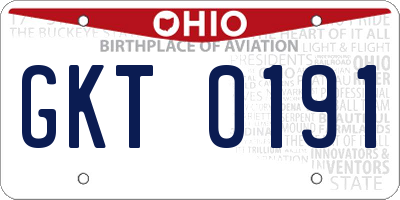 OH license plate GKT0191
