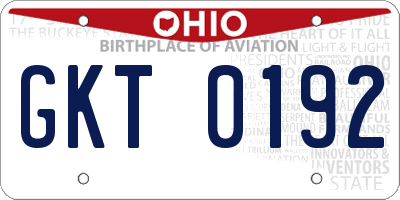 OH license plate GKT0192