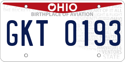 OH license plate GKT0193