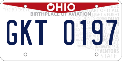 OH license plate GKT0197
