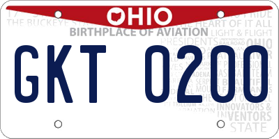 OH license plate GKT0200