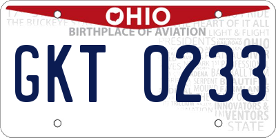 OH license plate GKT0233