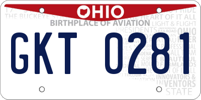 OH license plate GKT0281