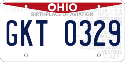OH license plate GKT0329
