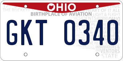 OH license plate GKT0340