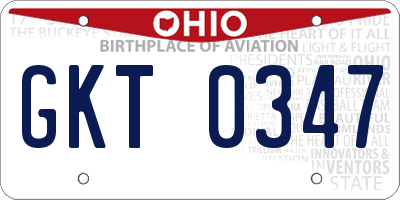 OH license plate GKT0347