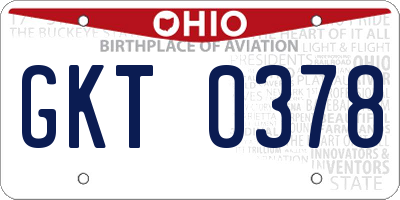 OH license plate GKT0378