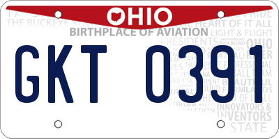 OH license plate GKT0391