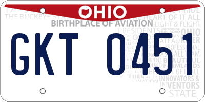 OH license plate GKT0451